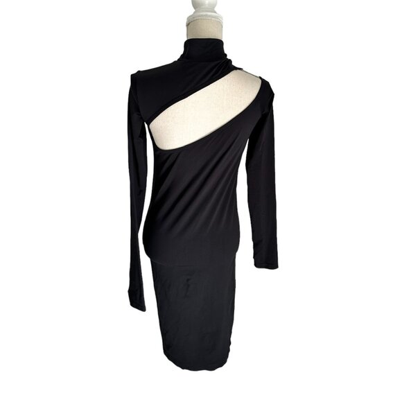 Helmut Lang Black Bodycon Long Sleeve Cutout Dress Size M/L - Picture 6 of 9